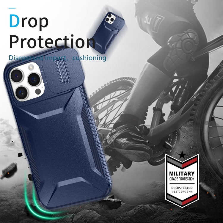 For iPhone 16 Pro Sliding Camshield Phone Case(Blue) by buy2fix