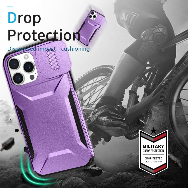For iPhone 16 Pro Sliding Camshield Phone Case(Purple) by buy2fix