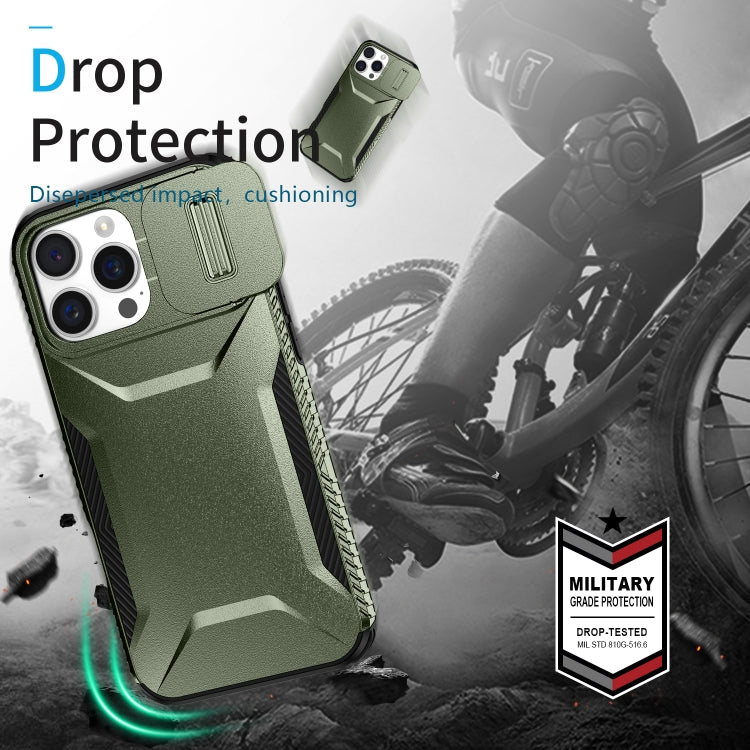 For iPhone 16 Pro Max Sliding Camshield Phone Case(Alpine Green) by buy2fix