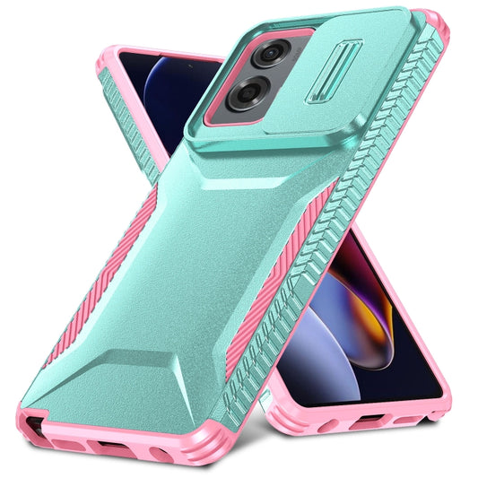 For Motorola Moto G Stylus 5G 2024 Sliding Camshield Phone Case(Grey Green + Pink) by buy2fix