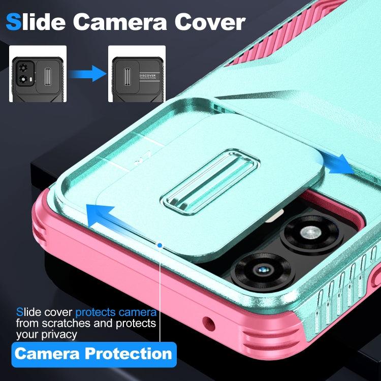 For Motorola Moto G 5G 2024 Sliding Camshield Phone Case(Grey Green + Pink) by buy2fix