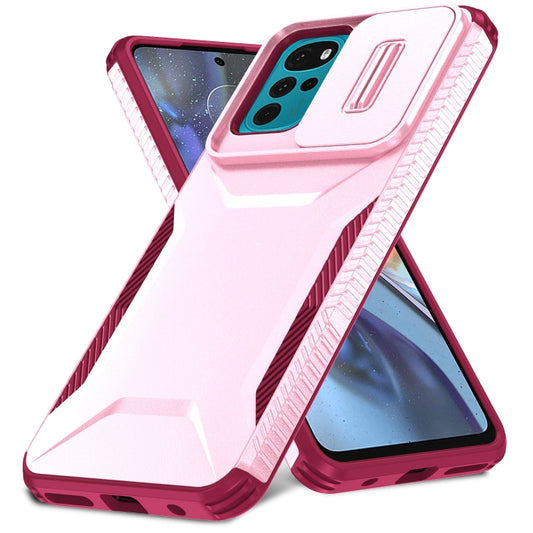 For Motorola Moto G22 2024 Sliding Camshield Phone Case(Pink + Rose Red) by buy2fix