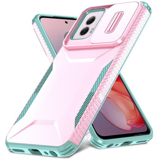 For Motorola Moto G Power 5G 2024 Sliding Camshield Phone Case(Pink + Grey Green) by buy2fix