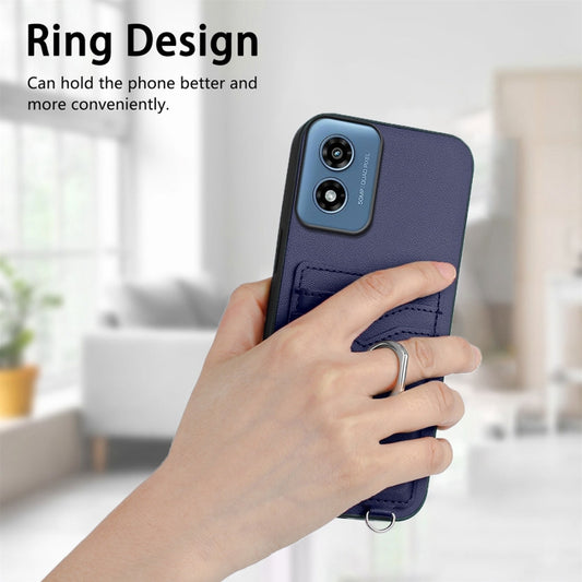 For Motorola Moto G Play 2024 4G R20 Crossbody Rope Ring Card Holder Phone Case(Blue) by buy2fix
