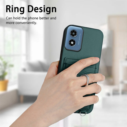 For Motorola Moto G Play 2024 4G R20 Crossbody Rope Ring Card Holder Phone Case(Green) by buy2fix