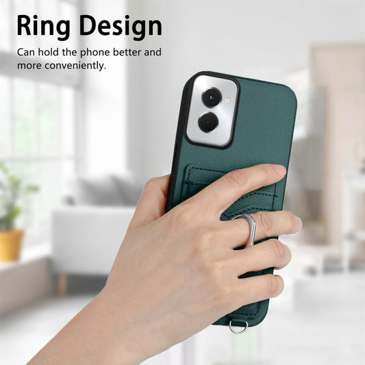 For Motorola Moto G Power 5G 2024 R20 Crossbody Rope Ring Card Holder Phone Case(Green) by buy2fix