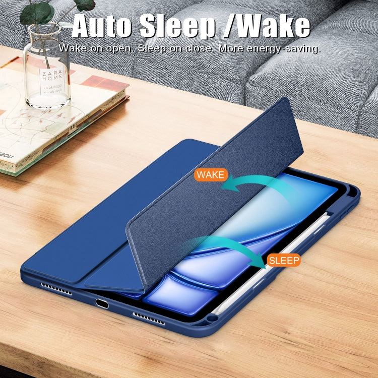 For iPad Air 11 2025 / 2024 Acrylic 3-Fold Smart Leather Tablet Case(Dark Blue) by buy2fix