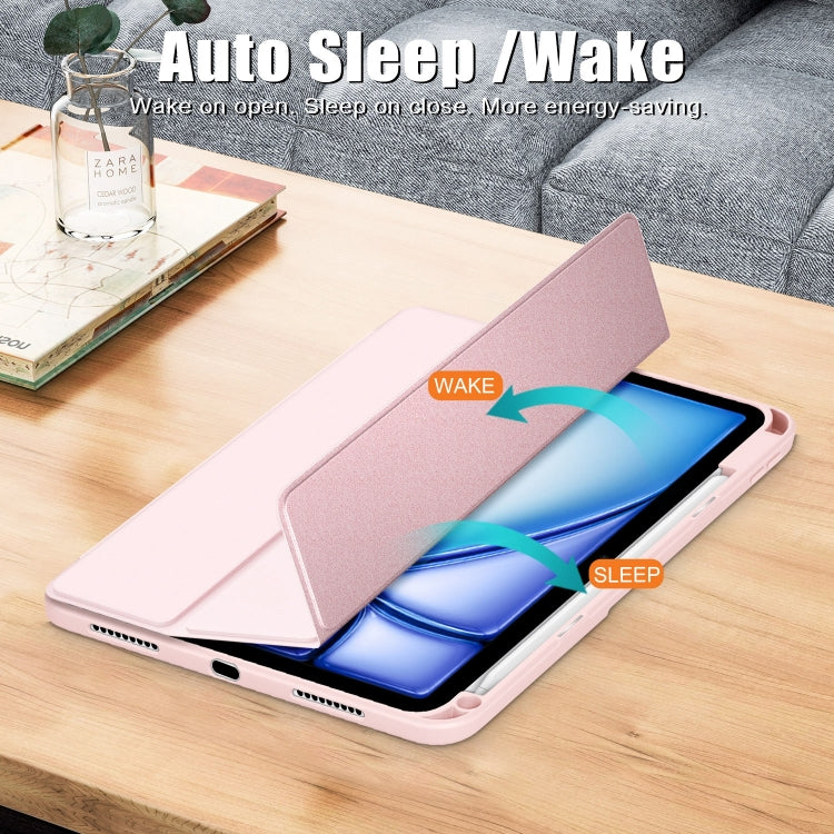 For iPad Air 11 2025 / 2024 Acrylic 3-Fold Smart Leather Tablet Case(Pink) by buy2fix