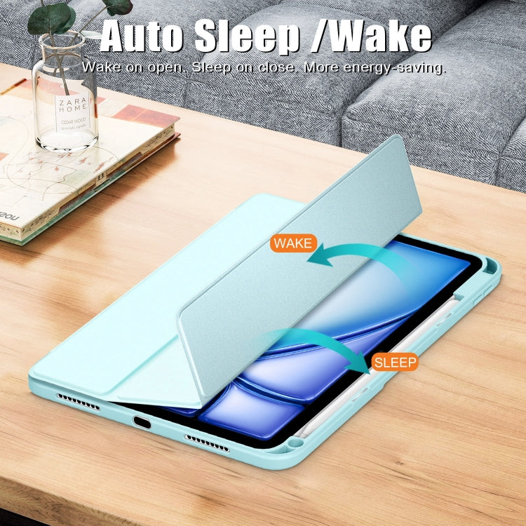 For iPad Air 11 2025 / 2024 Acrylic 3-Fold Smart Leather Tablet Case(Sky Blue) by buy2fix