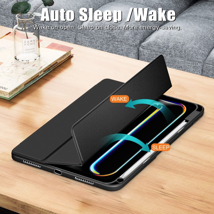 For iPad Pro 11 2025 / 2024 Acrylic 3-Fold Smart Leather Tablet Case(Black) by buy2fix