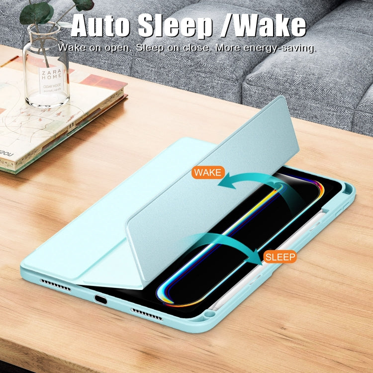 For iPad Pro 11 2025 / 2024 Acrylic 3-Fold Smart Leather Tablet Case(Sky Blue) by buy2fix