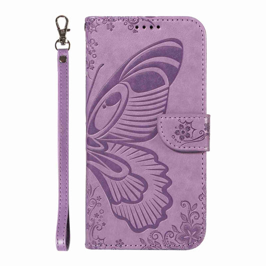 For iPhone 16 Swallowtail Butterfly Embossed Leather Phone Case(Purple) by buy2fix