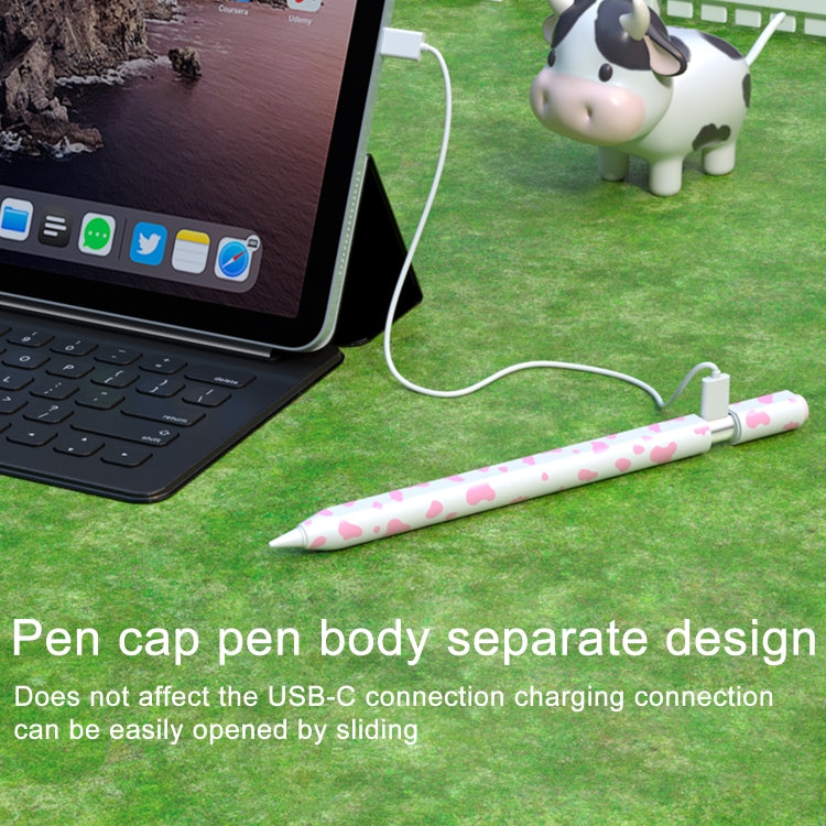 For Apple Pencil USB-C Cow Pattern Stylus Silicone Protective Cover(Black) by buy2fix