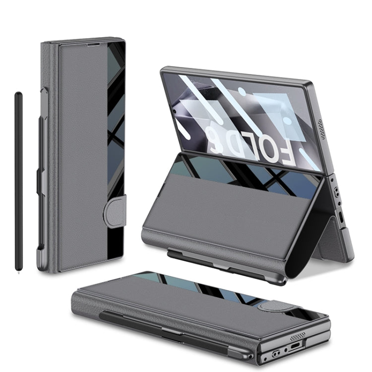 For Samsung Galaxy Z Fold6 GKK Integrated Full Coverage Flip Phone Case with Pen Slot, Not Included Pen(Grey) by GKK