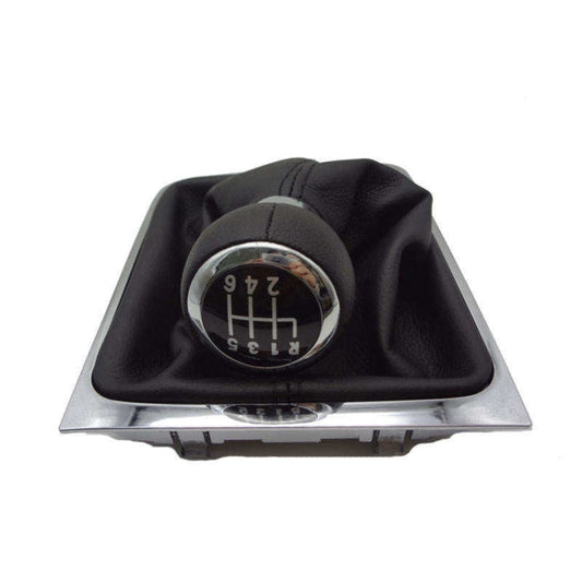 For Volkswagen Passat B6 2005-2011 Car Gear Lever Hand Ball Leather Gear Shift Knob with Chrome Frame, Style:6 Speed by buy2fix