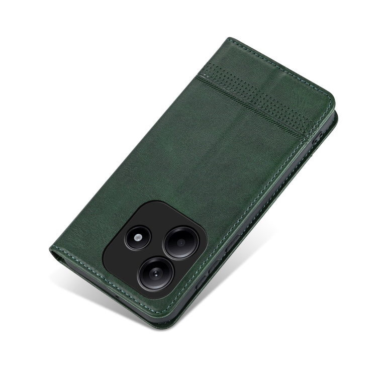 For Redmi Note 14 5G AZNS Magnetic Calf Texture Flip Leather Phone Case(Dark Green) by AZNS