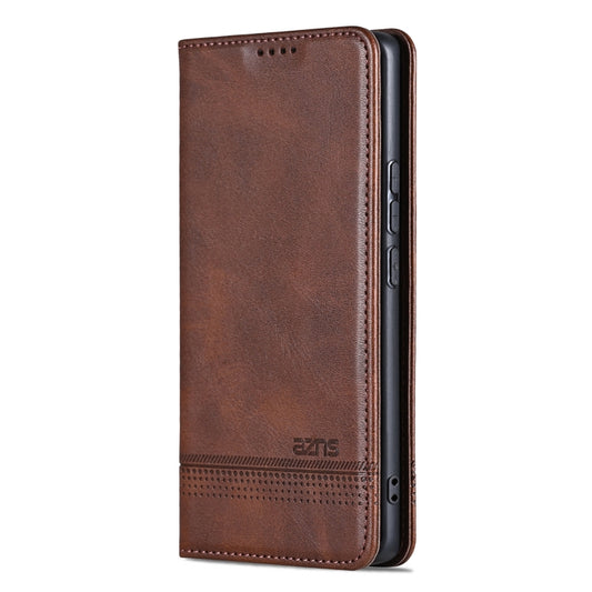 For Redmi Note 14 5G AZNS Magnetic Calf Texture Flip Leather Phone Case(Dark Brown) by AZNS