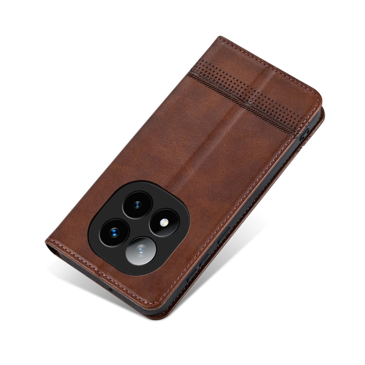 For Redmi Note 14 Pro 5G AZNS Magnetic Calf Texture Flip Leather Phone Case(Dark Brown) by AZNS