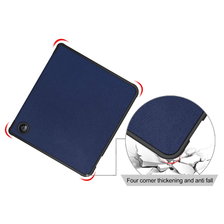For Kobo Libra Colour 2024 Solid Color Deformation TPU Leather Smart Tablet Case(Dark Blue) by buy2fix