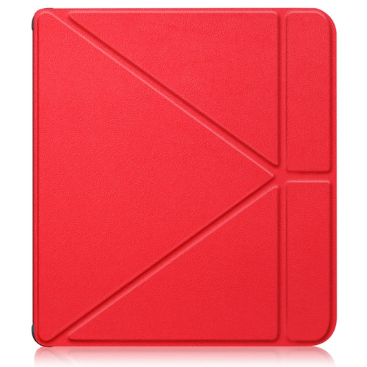 For Kobo Libra Colour 2024 Solid Color Deformation TPU Leather Smart Tablet Case(Red) by buy2fix