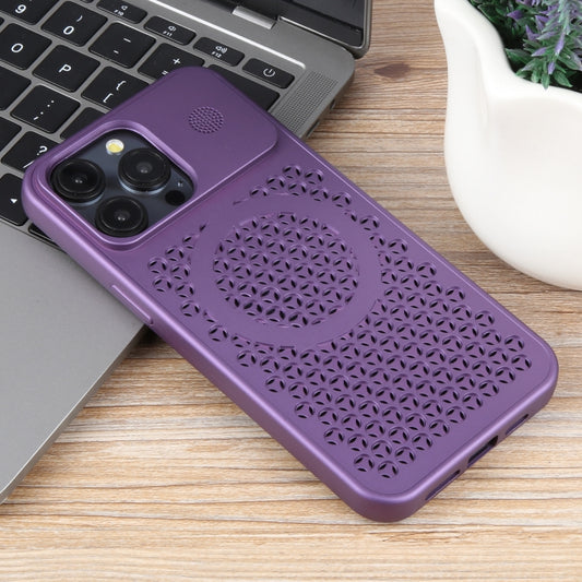 For iPhone 15 Pro Pure Color Honeycomb Aromatherapy MagSafe Phone Case(Purple) by buy2fix