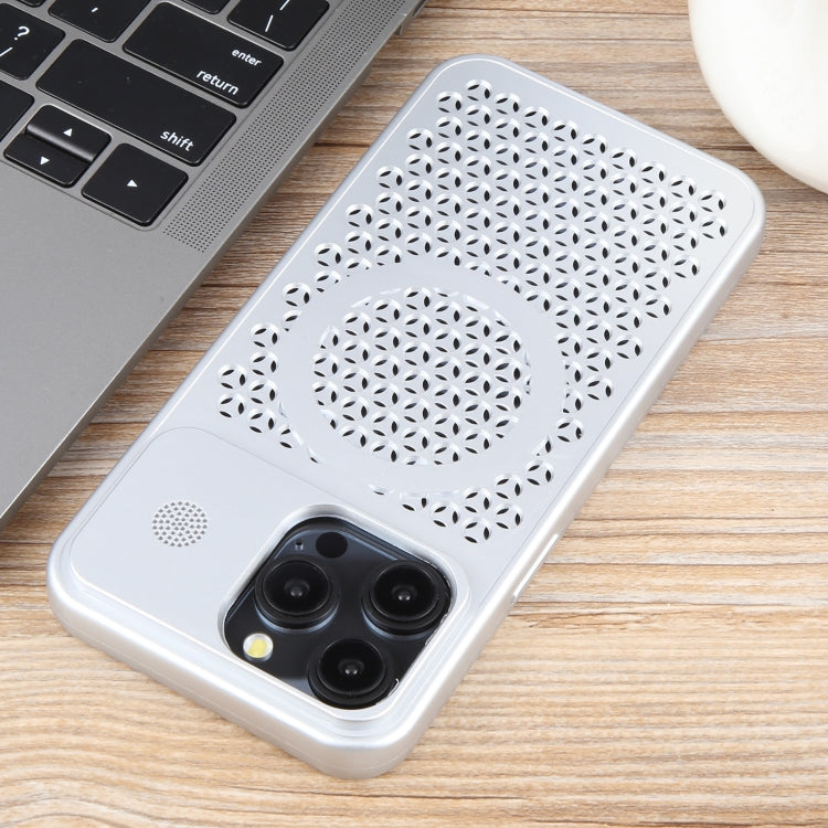 For iPhone 13 Pro Pure Color Honeycomb Aromatherapy MagSafe Phone Case(Silver) by buy2fix