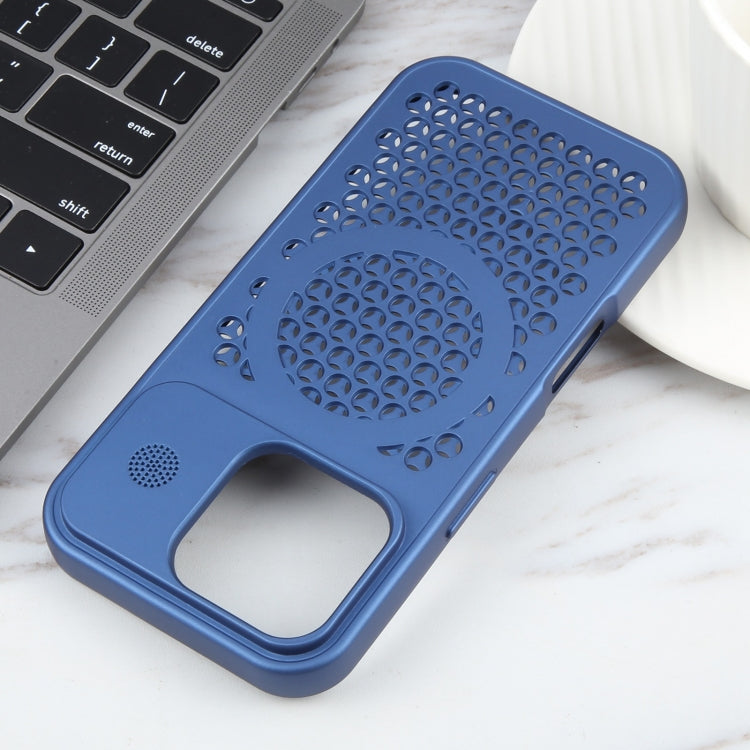 For iPhone 16 Pro Pure Color Honeycomb Aromatherapy MagSafe Phone Case(Blue) by buy2fix