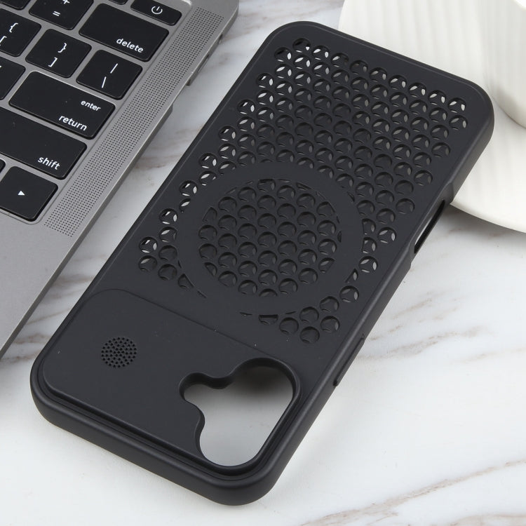 For iPhone 16 Plus Pure Color Honeycomb Aromatherapy MagSafe Phone Case(Black) by buy2fix