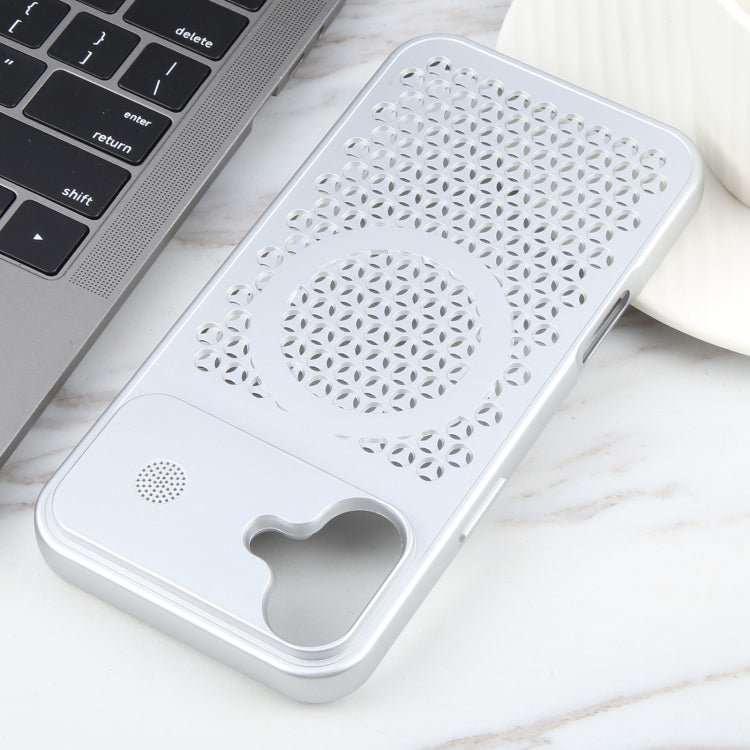 For iPhone 16 Plus Pure Color Honeycomb Aromatherapy MagSafe Phone Case(Silver) by buy2fix
