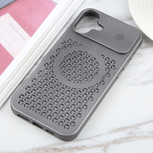 For iPhone 16 Plus Pure Color Honeycomb Aromatherapy MagSafe Phone Case(Grey) by buy2fix
