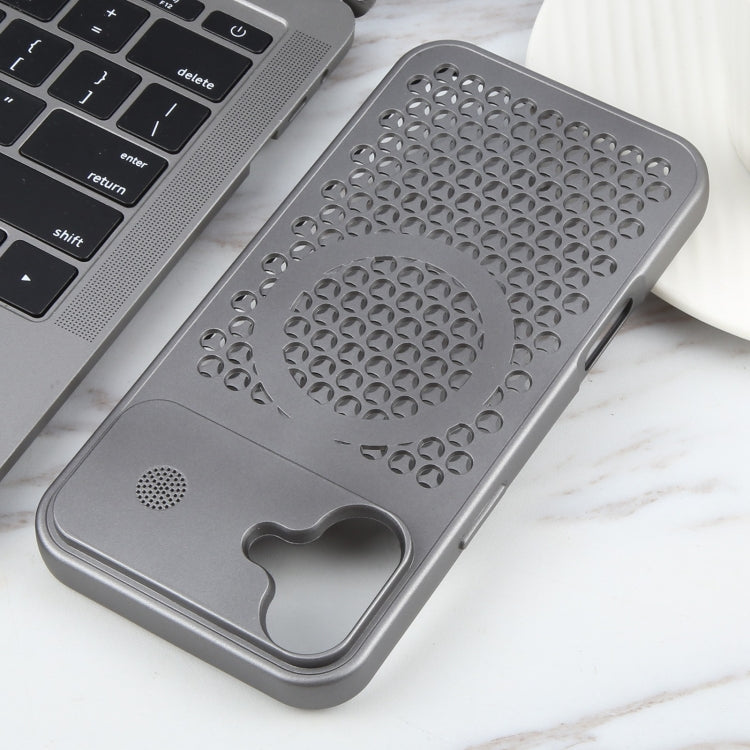 For iPhone 16 Pure Color Honeycomb Aromatherapy MagSafe Phone Case(Silver) by buy2fix