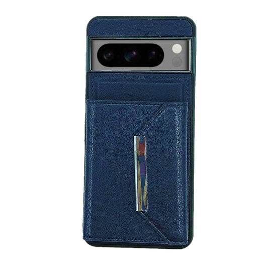 For Google Pixel 9 Pro XL Solid Color Metal Buckle Card Slots Bag Phone Case(Blue) by buy2fix