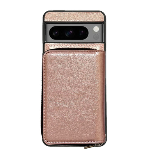 For Google Pixel 9 / 9 Pro Solid Color Zipper 11-Card Slots Bag Phone Case with Lanyard(Rose Gold) by buy2fix