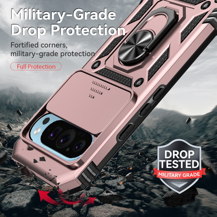 For Google Pixel 9 Sliding Camshield Holder Phone Case(Rose Gold) by buy2fix