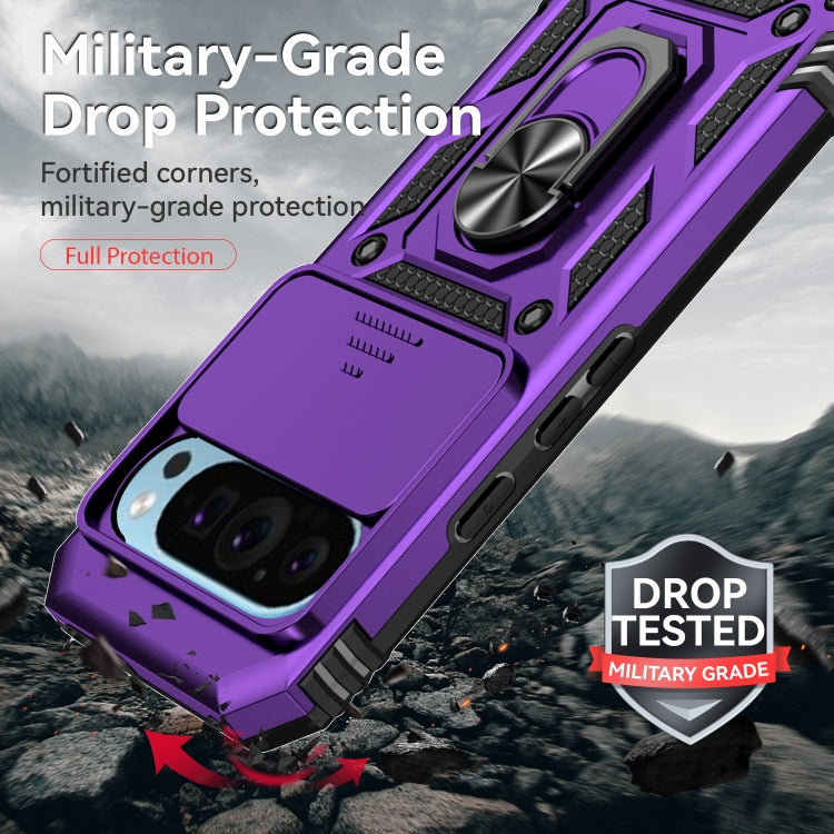 For Google Pixel 9 Sliding Camshield Holder Phone Case(Purple) by buy2fix