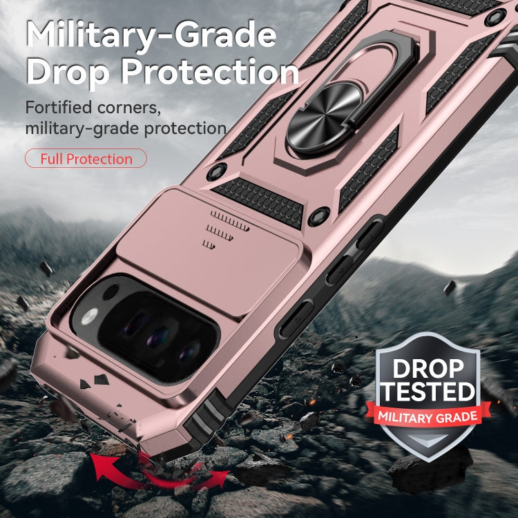 For Google Pixel 9 Pro Sliding Camshield Holder Phone Case(Rose Gold) by buy2fix