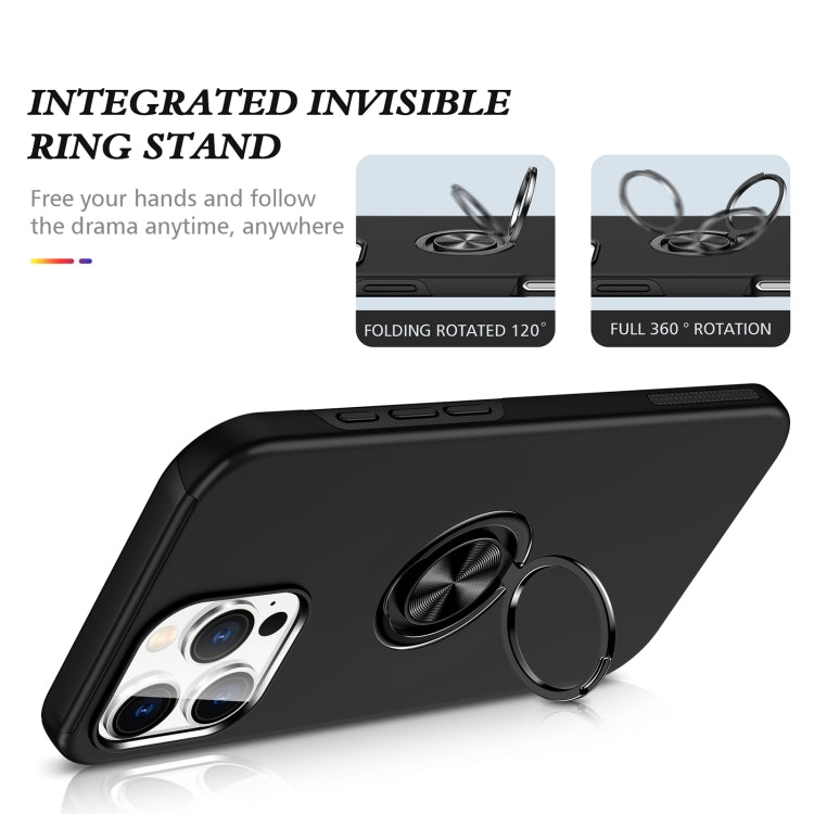 For iPhone 16 Magnetic Ring Holder Phone Case(Black) by buy2fix