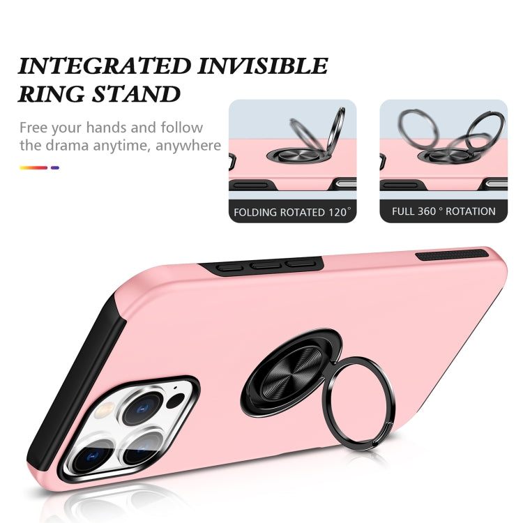 For iPhone 16 Magnetic Ring Holder Phone Case(Rose Gold) by buy2fix