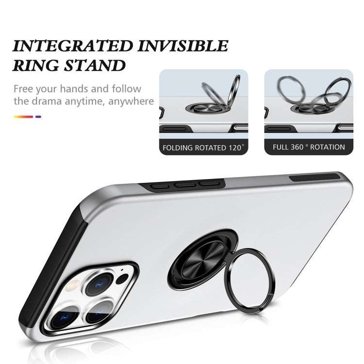 For iPhone 16 Magnetic Ring Holder Phone Case(Silver) by buy2fix