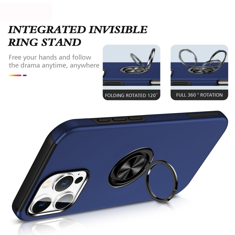 For iPhone 16 Plus Magnetic Ring Holder Phone Case(Navy Blue) by buy2fix