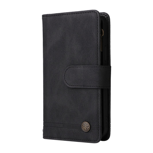 For iPhone 16 Plus Skin Feel Multi-Card Wallet Zipper Leather Phone Case(Black) by buy2fix