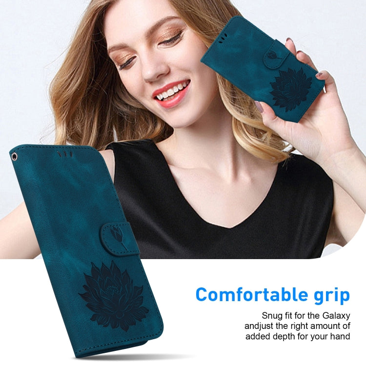 For Motorola Moto G Power 5G 2024 Lotus Embossed Leather Phone Case(Dark Blue) by buy2fix