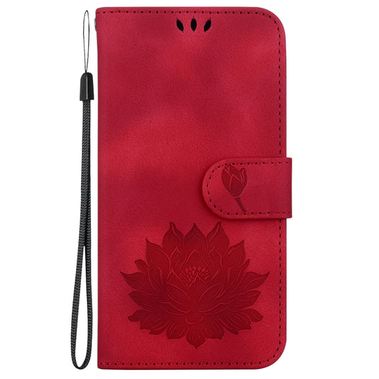 For iPhone 16 Lotus Embossed Leather Phone Case(Red) by buy2fix