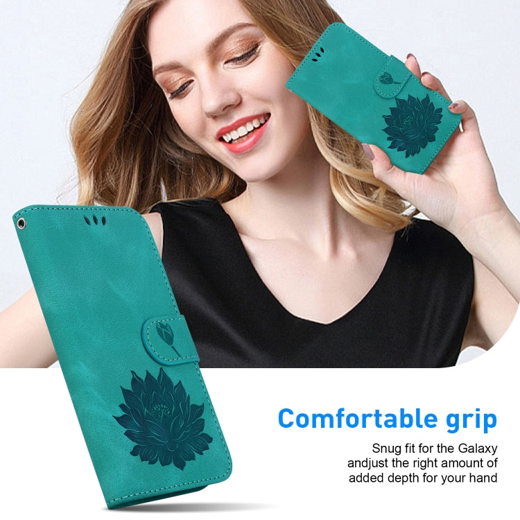 For iPhone 16 Lotus Embossed Leather Phone Case(Green) by buy2fix