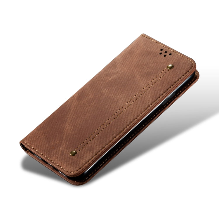 For Samsung Galaxy S25+ 5G Denim Texture Casual Style Horizontal Flip Leather Case(Brown) by buy2fix