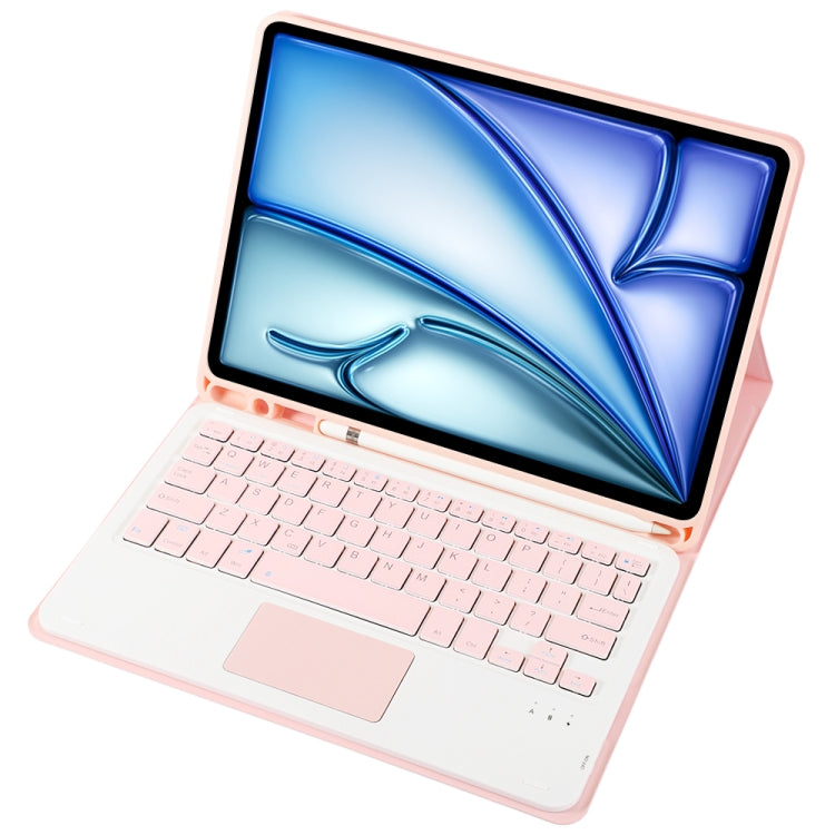 For iPad Air 11 2025 / 2024 / Air 5 10.9 / Air 4 A098B-A Detachable Ultra-Thin Bluetooth Touch Keyboard Leather Tablet Case with Pen Slot(Pink) by buy2fix