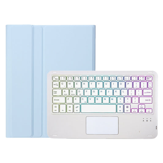 For iPad Air 11 2025 / 2024 / Air 5 10.9 / Air 4 A098B-AS Detachable Ultra-Thin Backlit Bluetooth Touch Keyboard Leather Tablet Case with Pen Slot(Light Blue) by buy2fix