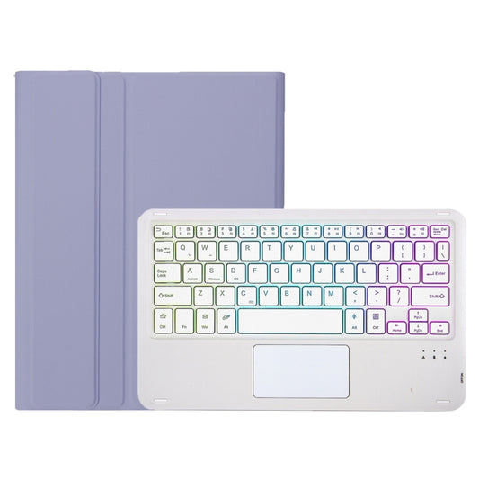 For iPad Air 11 2025 / 2024 / Air 5 10.9 / Air 4 A098B-AS Detachable Ultra-Thin Backlit Bluetooth Touch Keyboard Leather Tablet Case with Pen Slot(Purple) by buy2fix