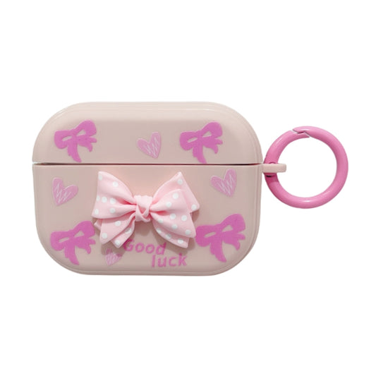 For AirPods Pro 2 3D Dot Bowknot Bluetooth Earphone Protective Case(Pink) by buy2fix