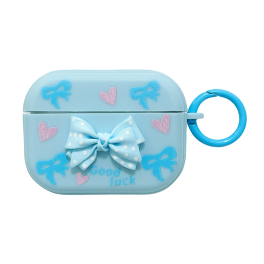 For AirPods Pro 2 3D Dot Bowknot Bluetooth Earphone Protective Case(Blue) by buy2fix